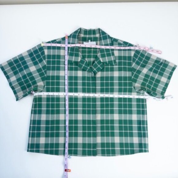 EUC $595 MM6 Maison Margiela Oversized Green Check Boxy Top IT 40 US 4 - Picture 7 of 7